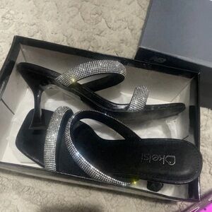 2 Cute Black Heels with Silver Accents